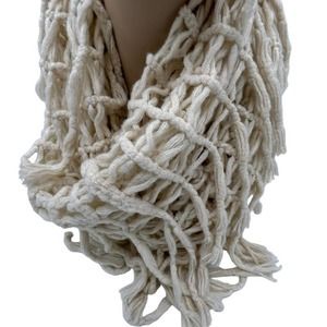STEVE MADDEN CREAM CROCHET INFINITY SCARF